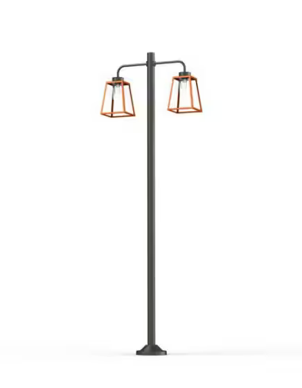 Lampiok Model 8 Large Double Arm Clear Glass Lamp Post