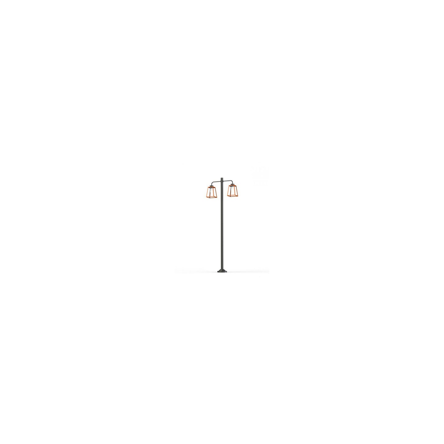 Lampiok Model 8 Large Double Arm Clear Glass Lamp Post with minimalist lines style lantern