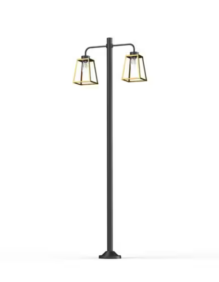 Lampiok Model 8 Large Double Arm Clear Glass Lamp Post