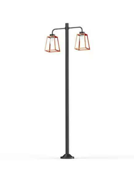 Lampiok Model 8 Large Double Arm Clear Glass Lamp Post