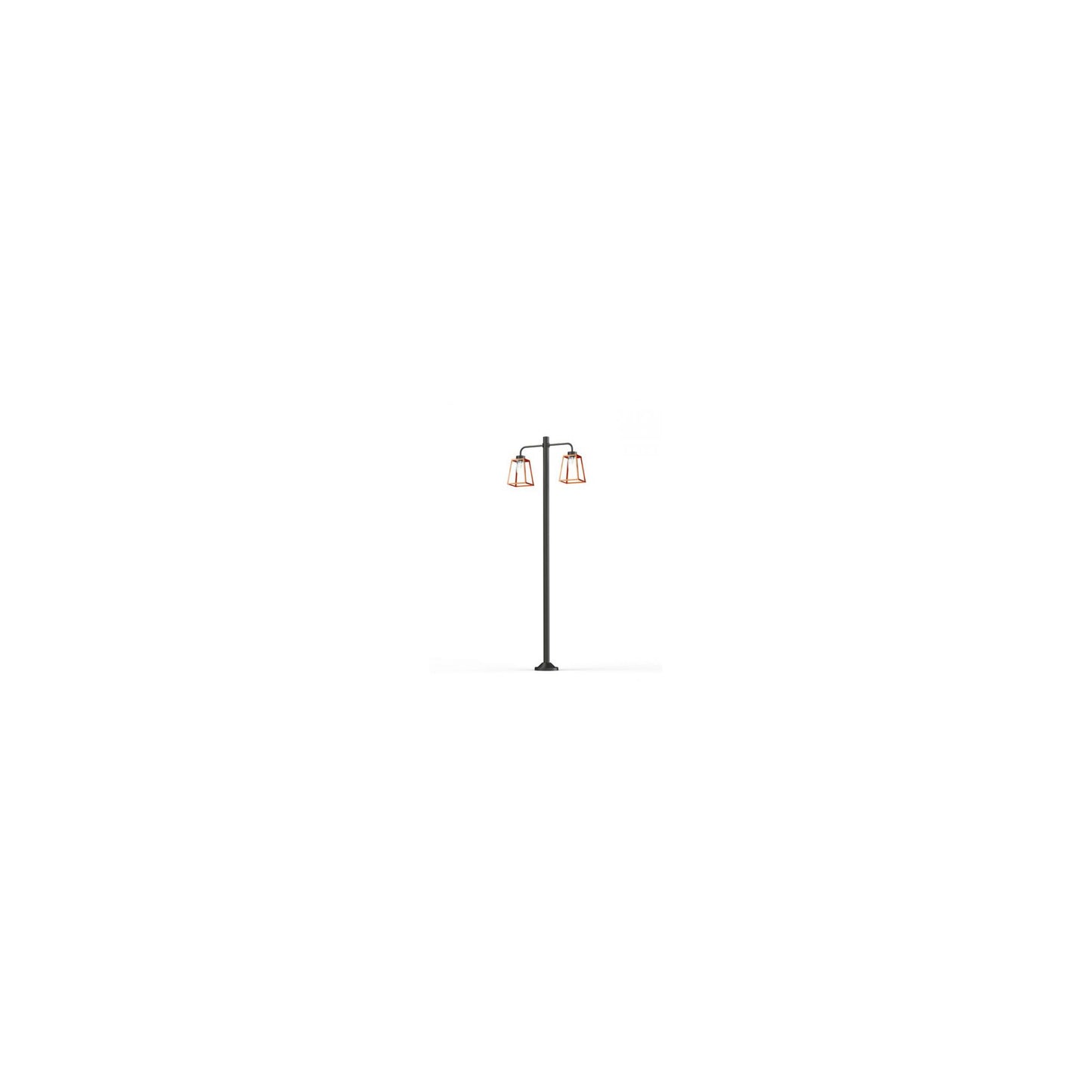 Lampiok Model 8 Large Double Arm Clear Glass Lamp Post with minimalist lines style lantern