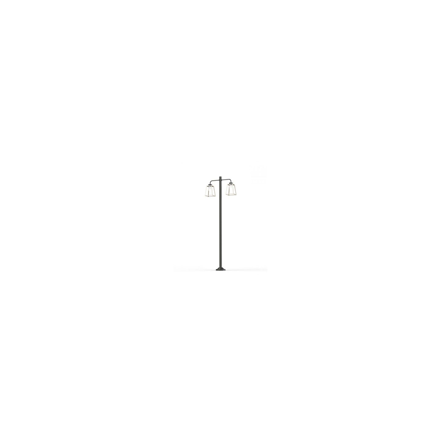 Lampiok Model 8 Large Double Arm Clear Glass Lamp Post with minimalist lines style lantern