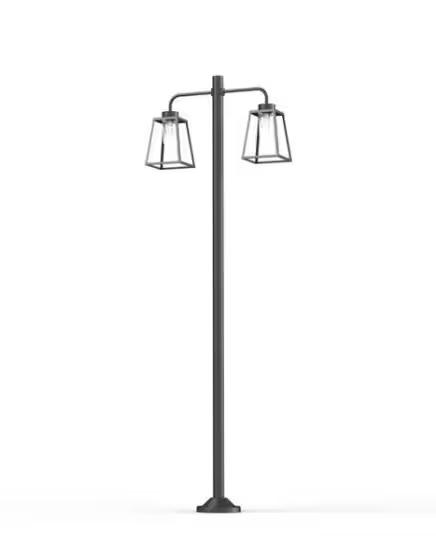 Lampiok Model 8 Large Double Arm Clear Glass Lamp Post