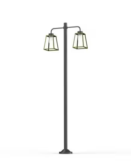 Lampiok Model 8 Large Double Arm Clear Glass Lamp Post