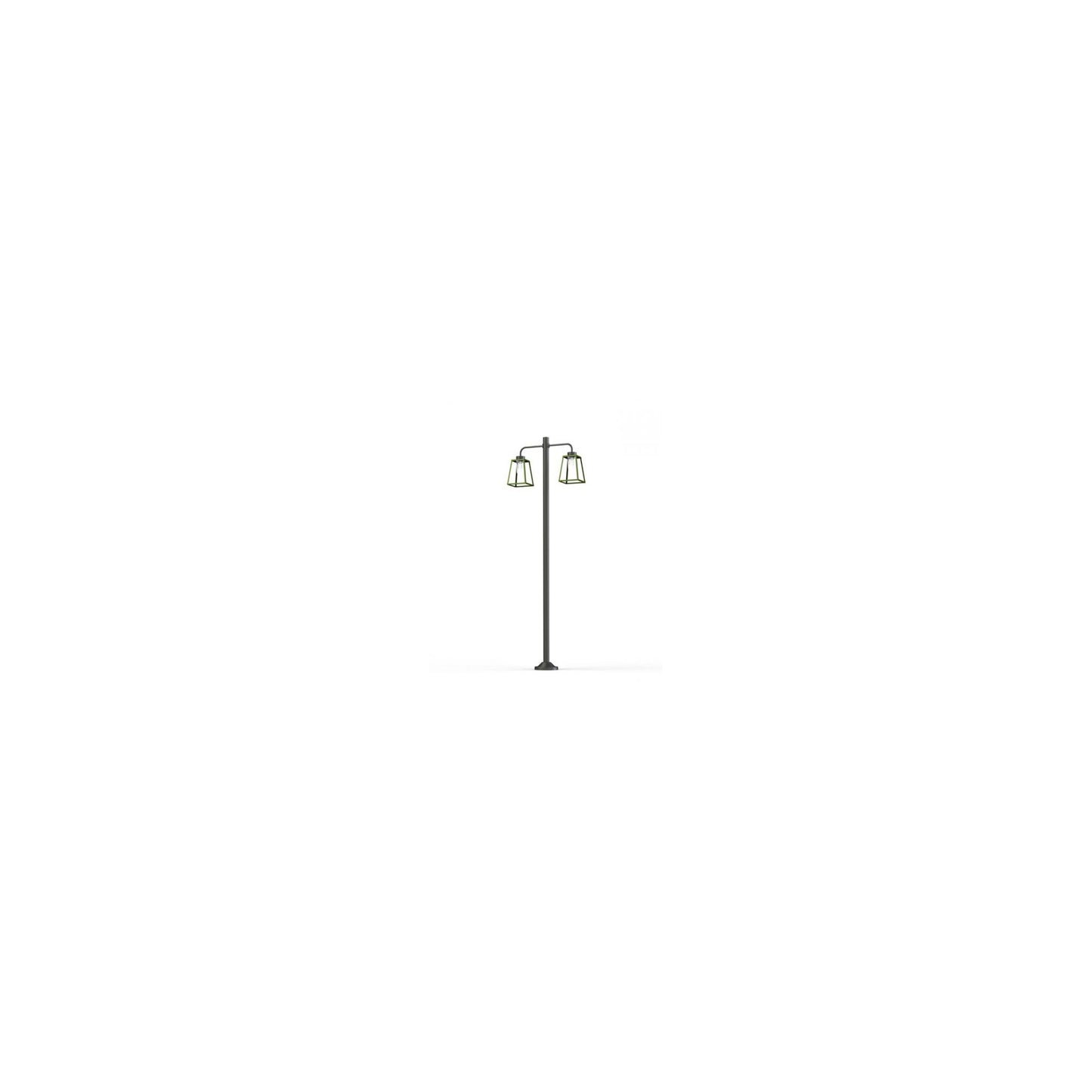 Lampiok Model 8 Large Double Arm Clear Glass Lamp Post with minimalist lines style lantern