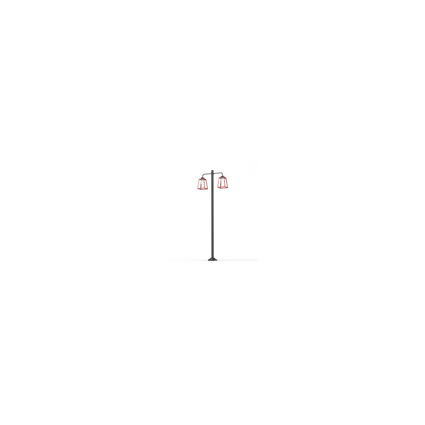 Lampiok Model 8 Large Double Arm Clear Glass Lamp Post with minimalist lines style lantern