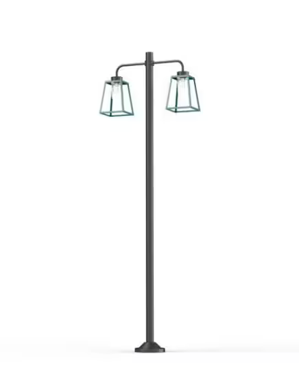 Lampiok Model 8 Large Double Arm Clear Glass Lamp Post