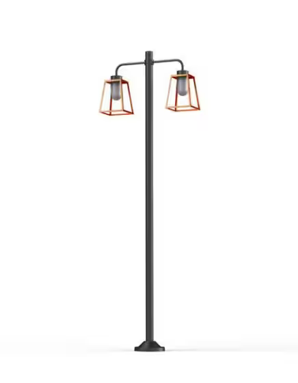 Lampiok Model 8 Large Double Arm Frosted Glass Lamp Post