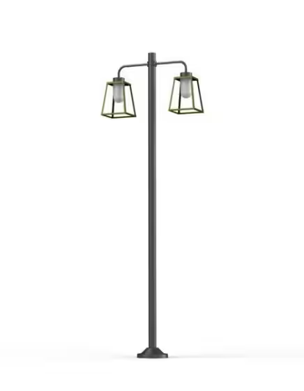 Lampiok Model 8 Large Double Arm Frosted Glass Lamp Post