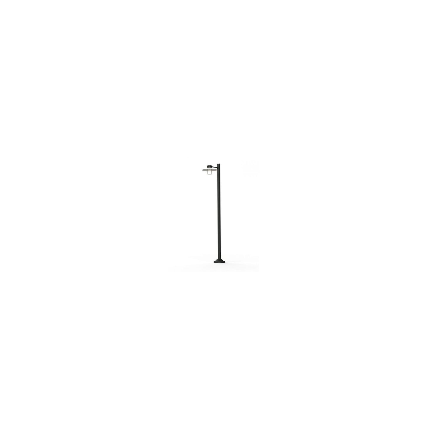 Aubanne Large Single Arm Clear Glass Lamp Post with Opal Polycarbonate Reflector