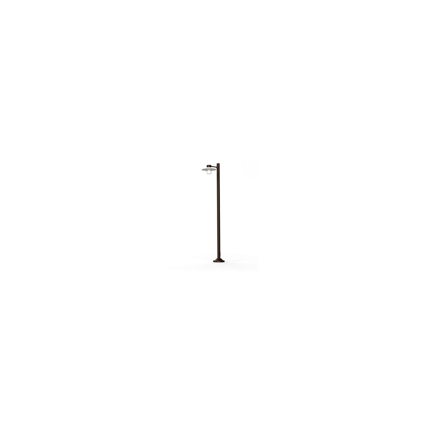 Aubanne Large Single Arm Clear Glass Lamp Post with Opal Polycarbonate Reflector