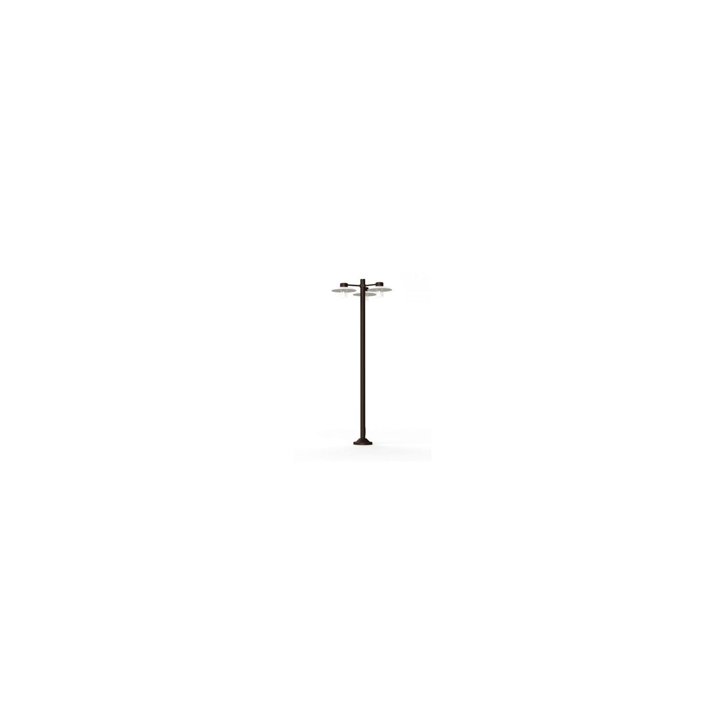 Aubanne Large Three-Arm Clear Glass Lamp Post with Opal Polycarbonate Reflector