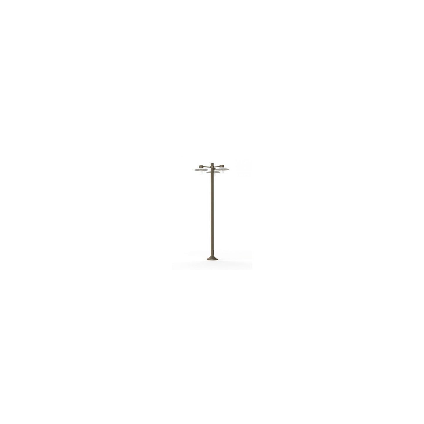Aubanne Large Three-Arm Clear Glass Lamp Post with Opal Polycarbonate Reflector