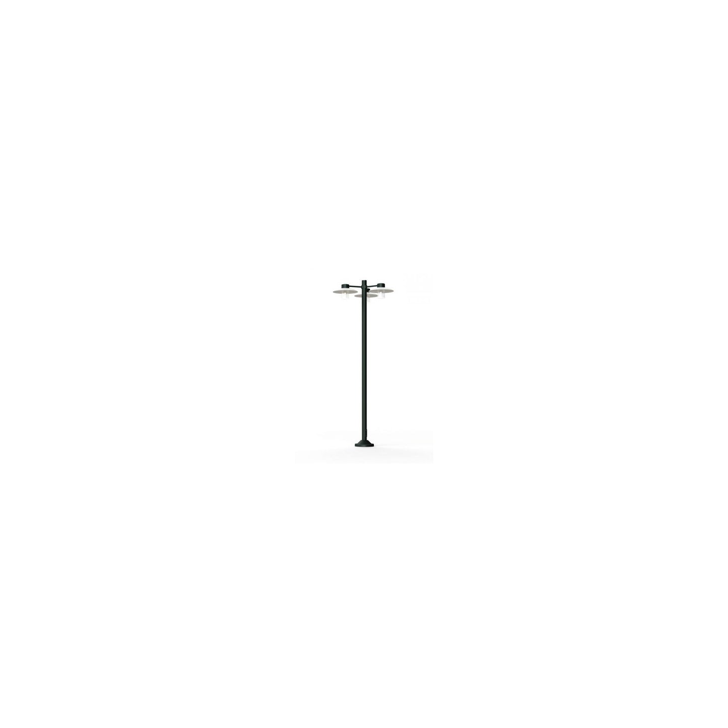 Aubanne Large Three-Arm Clear Glass Lamp Post with Opal Polycarbonate Reflector