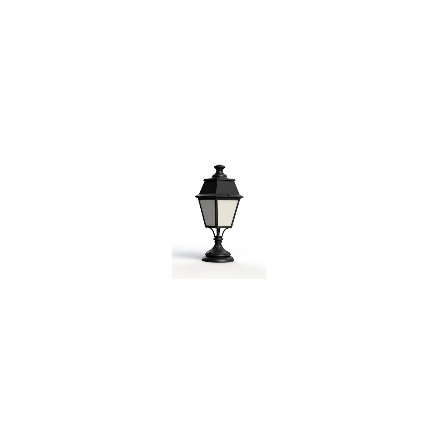 Avenue 4 Model 6 Opal Glass Glass Padestal with Four-Sided Lantern