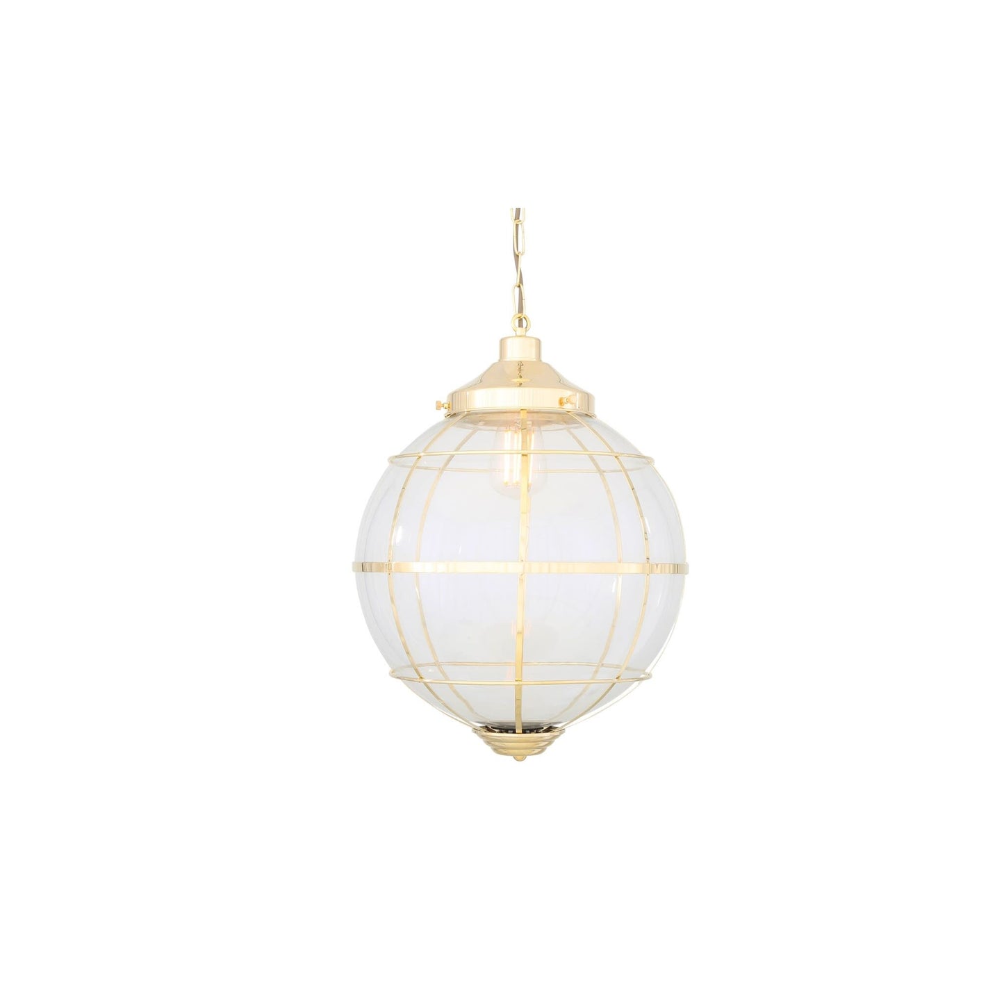 Henlow Globe Glass Pendant with Brass Cage