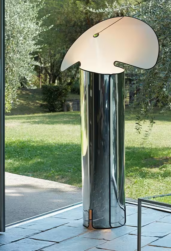 Chiara LED Floor Lamp Stainless Steel & Black Edge