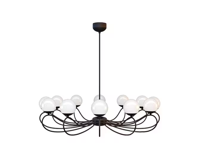 Papillion Dia 90 12-Light Chandelier with White Glass
