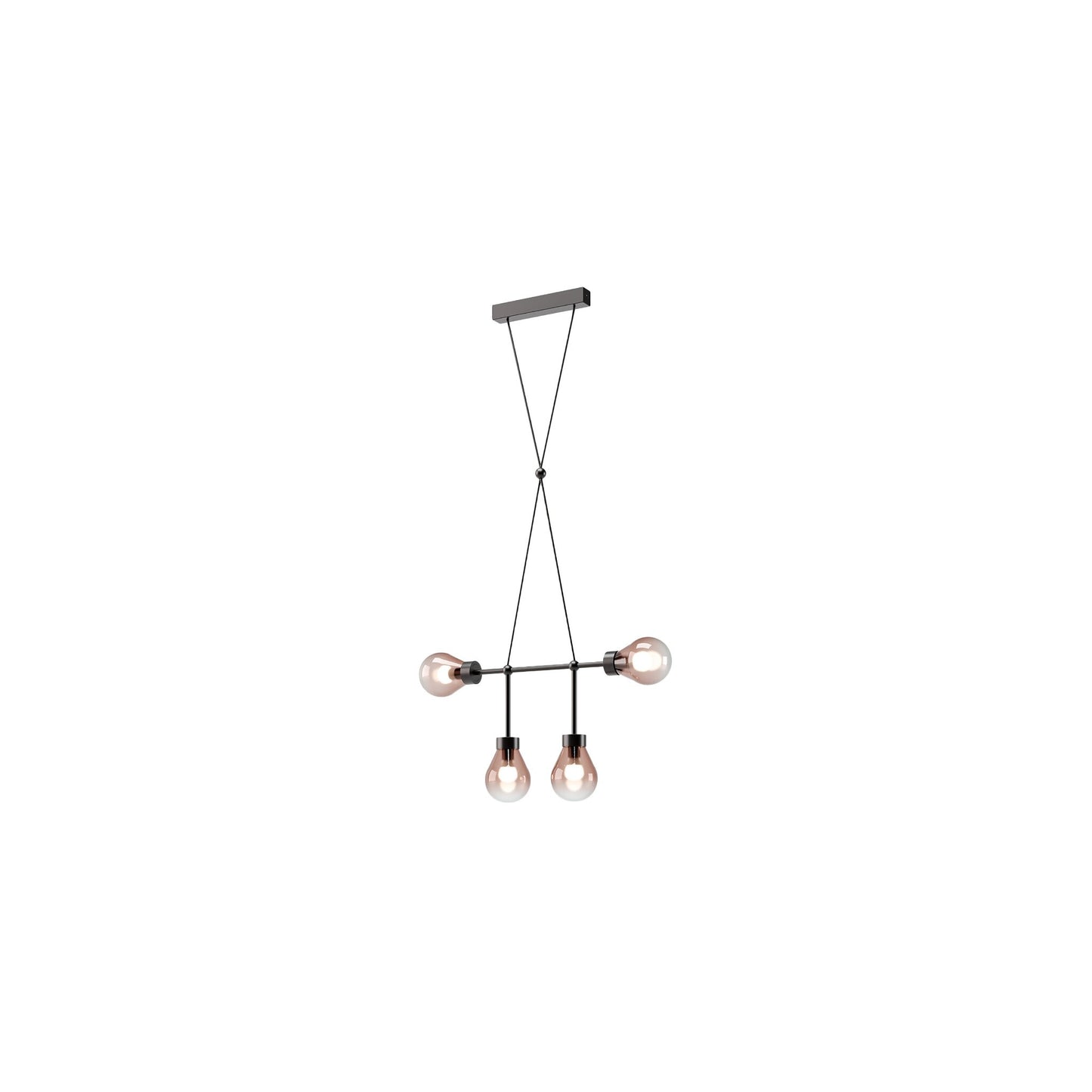 Zoe 4-Light Ceiling Light Matt Black with Blush Pink Glass