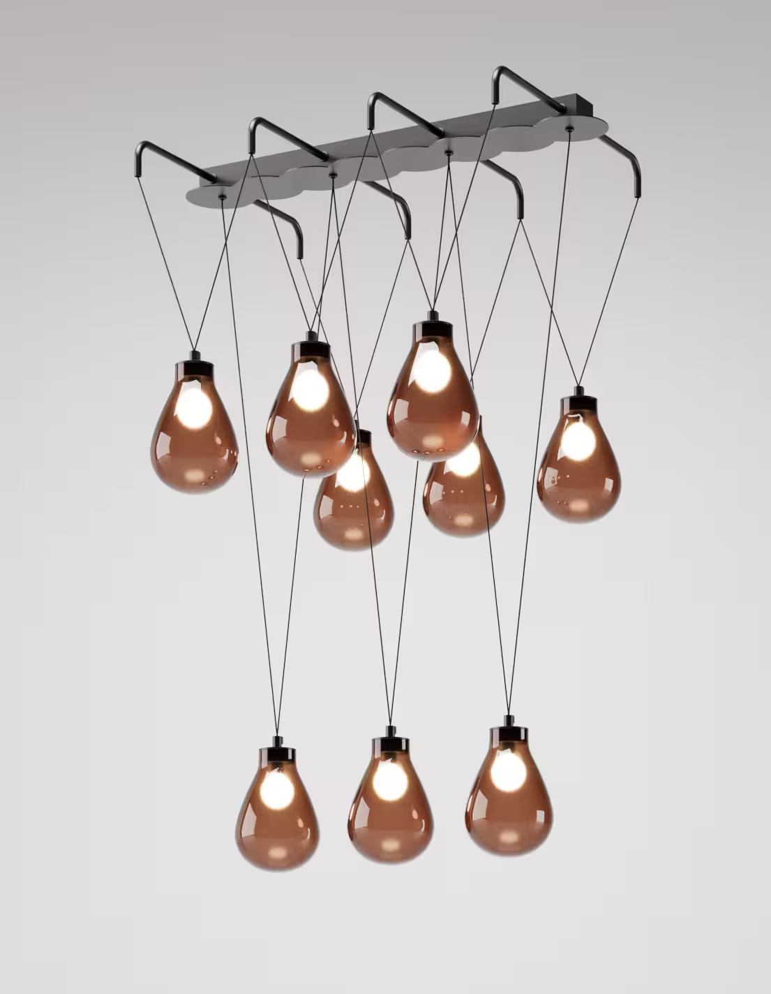 Rain 9-Light Pendant Matt Black