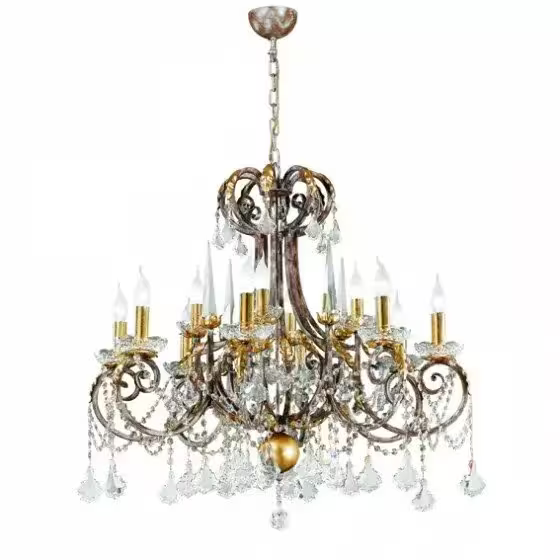 Ottocento 12-Light Chandelier with Gold Leaf Details