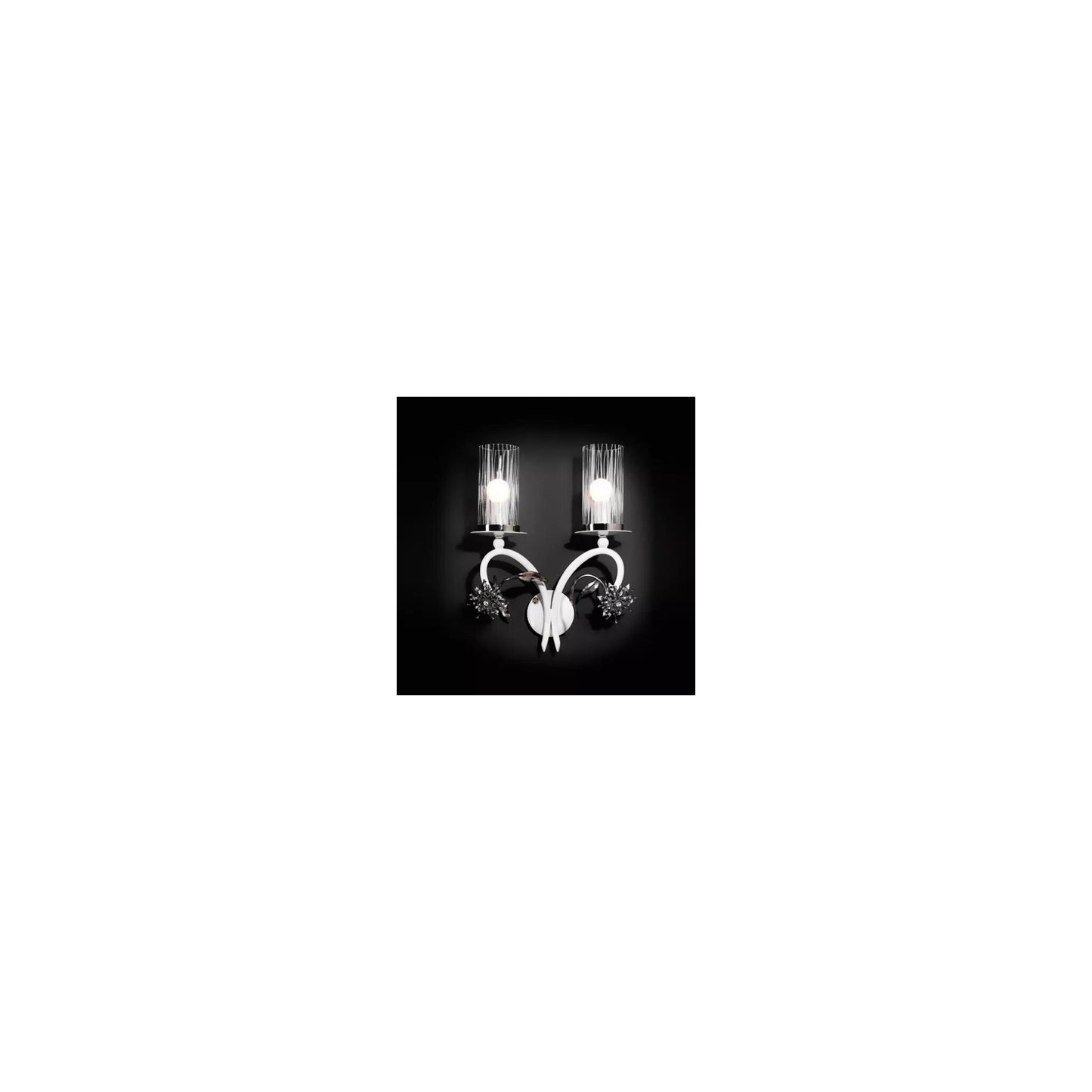 Virgola 2-Light Wall Lamp Glossy White with Chrome Details