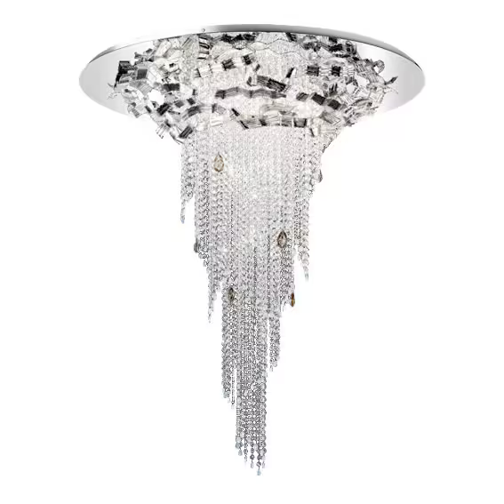 Niagara 13-Light Ceiling Lamp Glossy Silver with Brushed Details