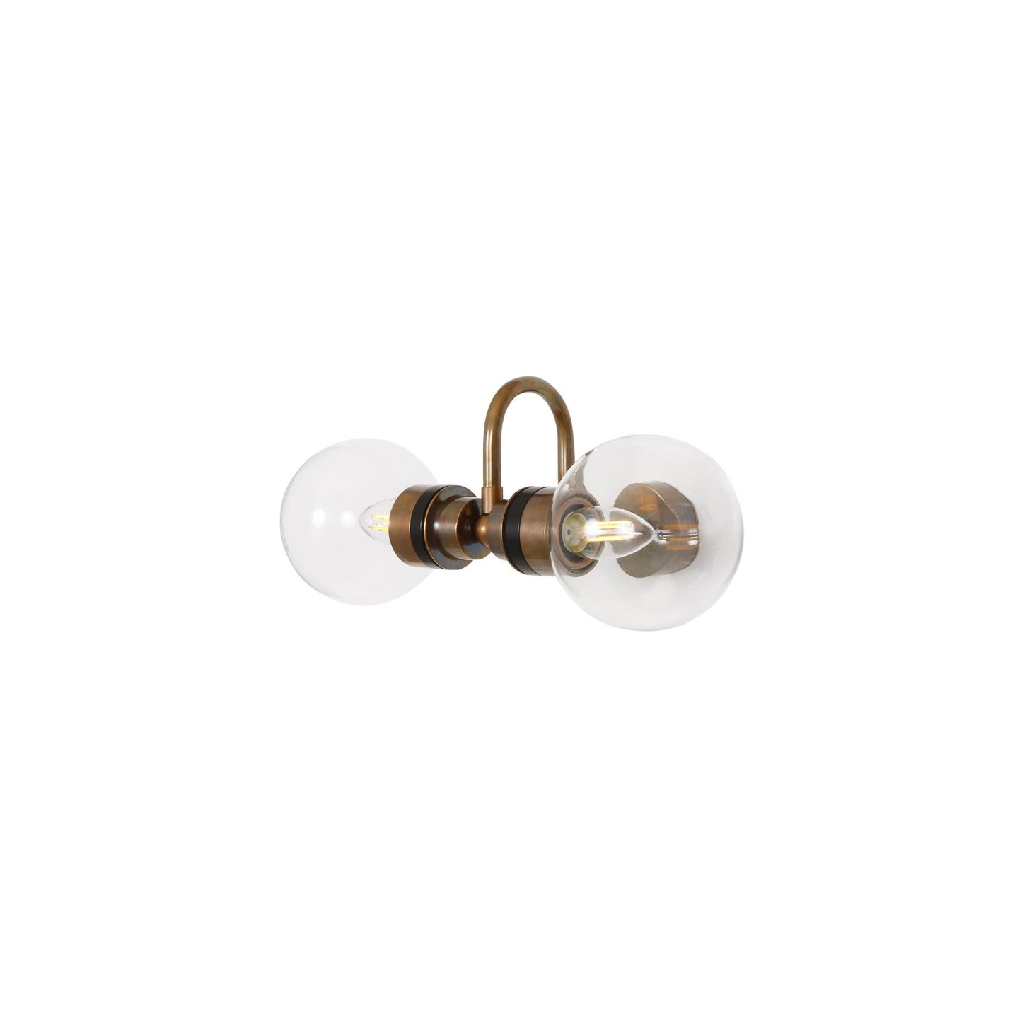Ness Double Glass Globe Bathroom Wall Light with Swan Neck IP65