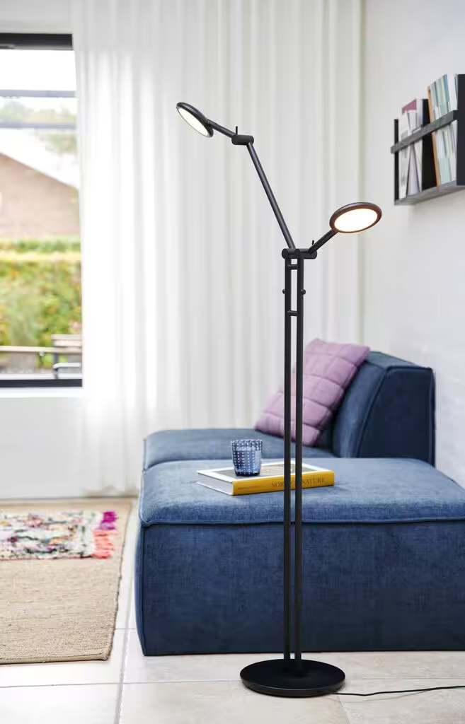 Bend Double LED Floor Lamp Black