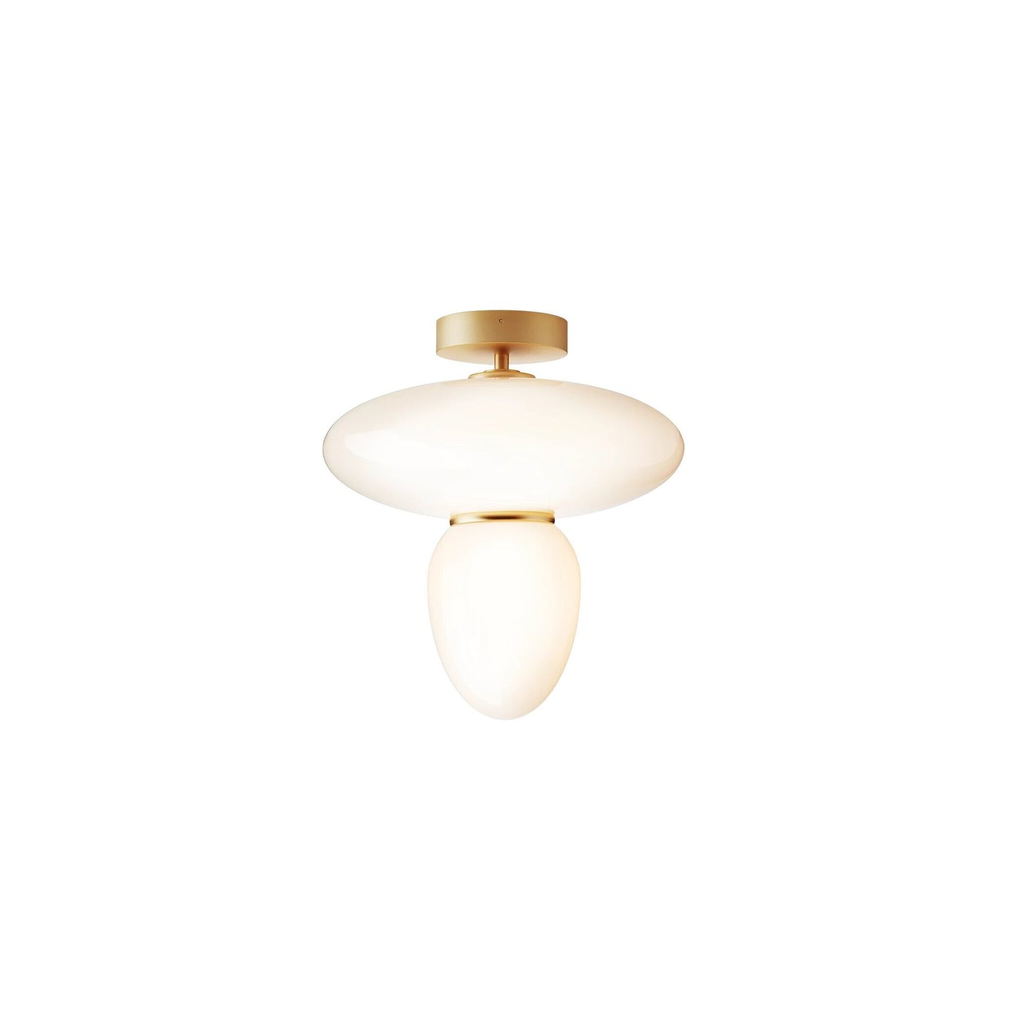 Rizzatto 42 Ceiling Light Satin Brass with Opal Glass