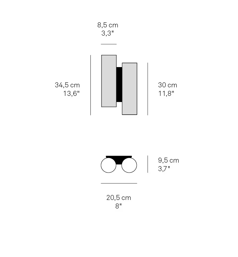 Black Note Duplet LED Wall Light