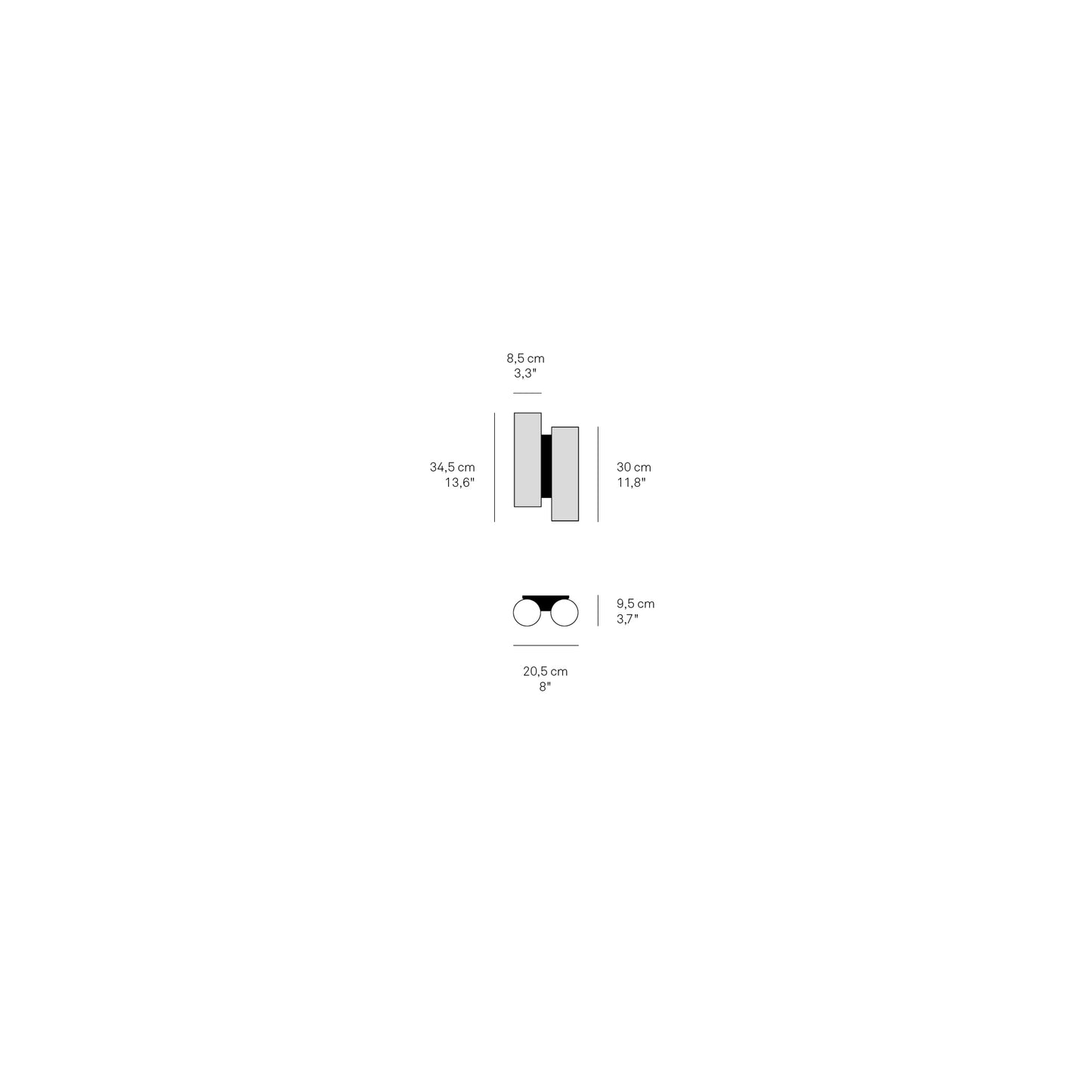 Black Note Duplet LED Wall Light
