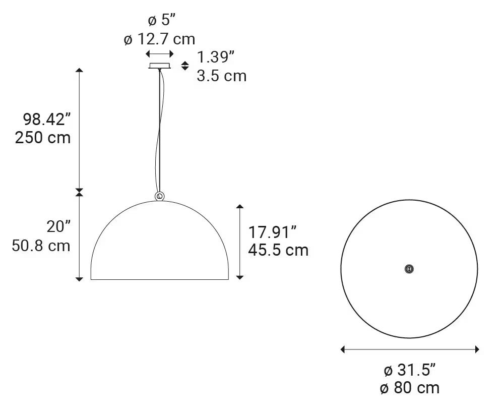 Urban Concrete 80 LED Pendant White Inside