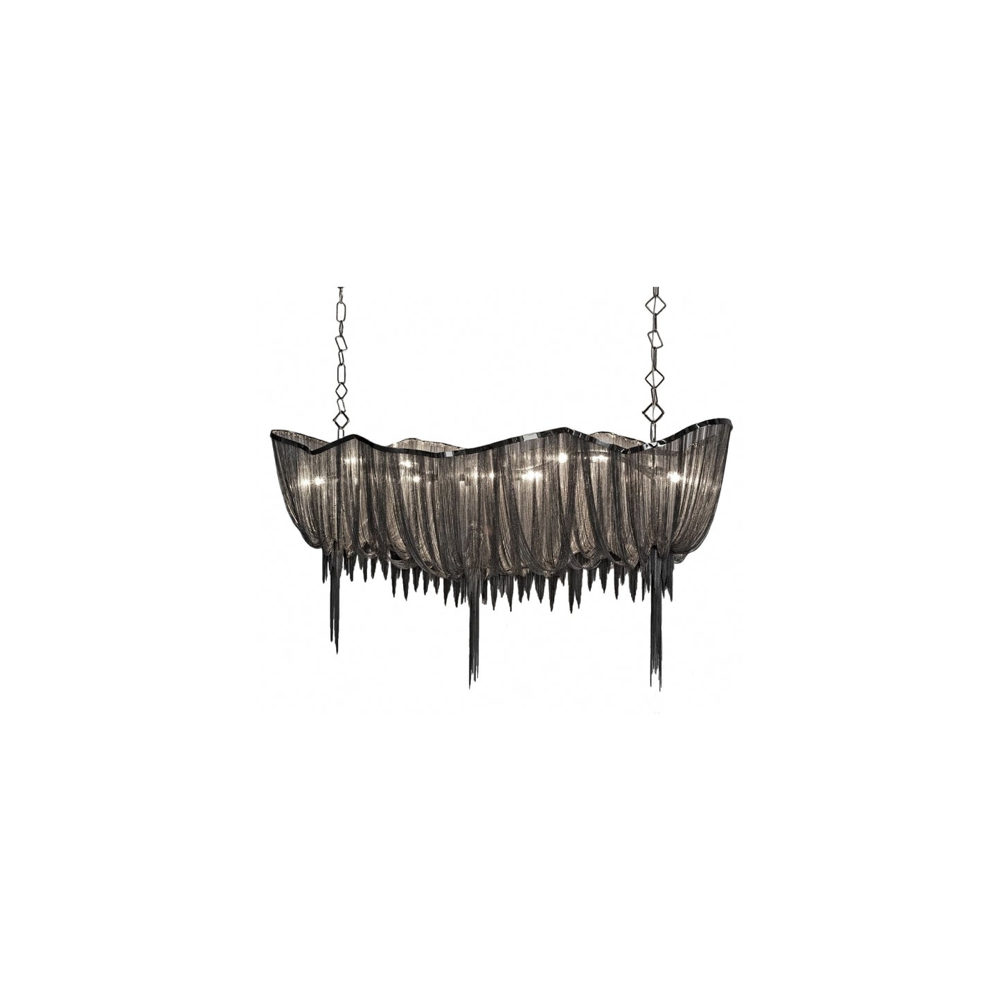 Atlantis Medium Linear Pendant with Draped Shimmering Chainmail