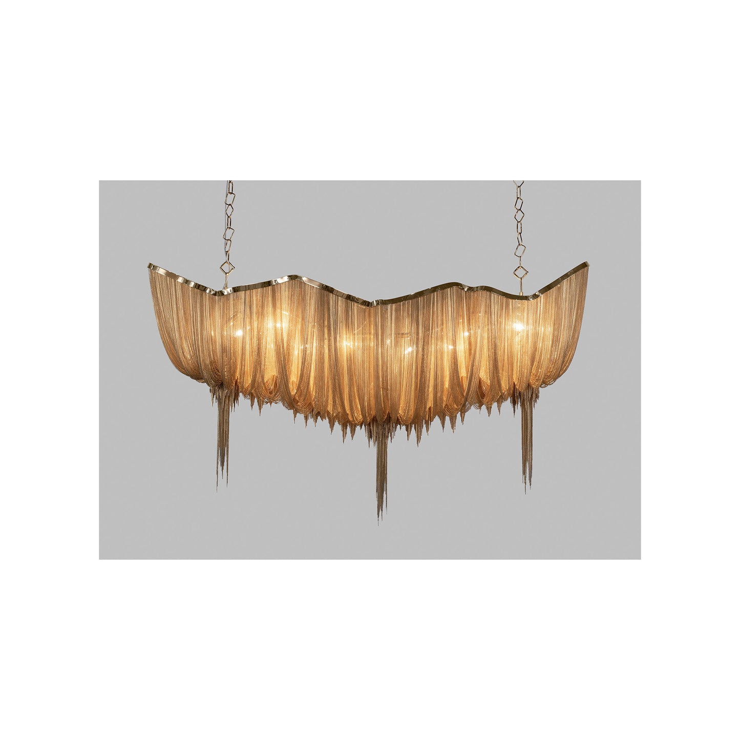 Atlantis Medium Linear Pendant with Draped Shimmering Chainmail