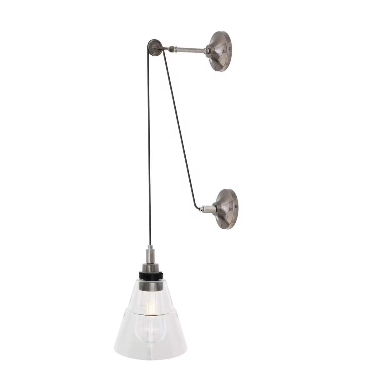 Monroe Industrial Glass Pulley Wall Light