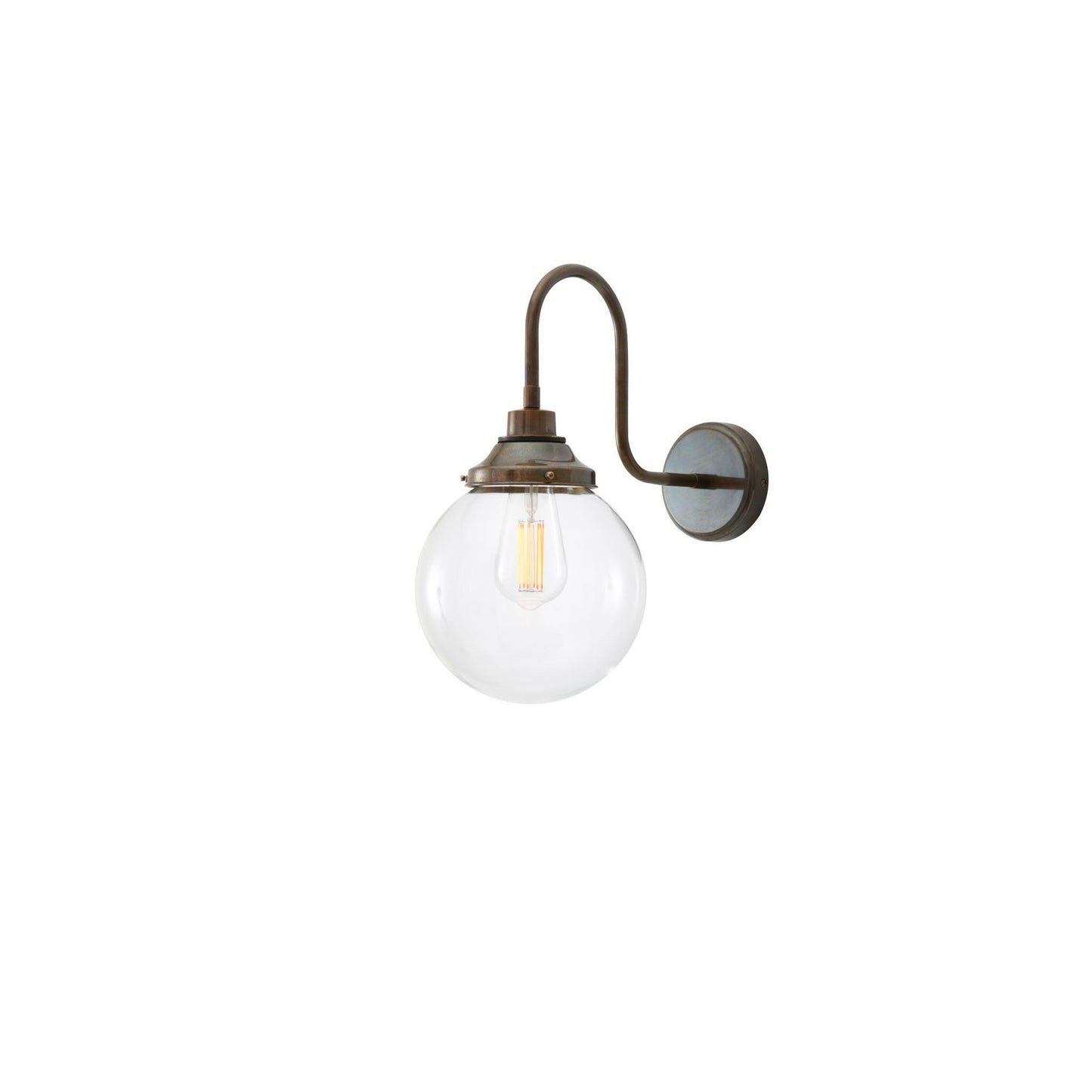 Pelagia 20cm Clear Glass Swan Neck Wall Light IP44