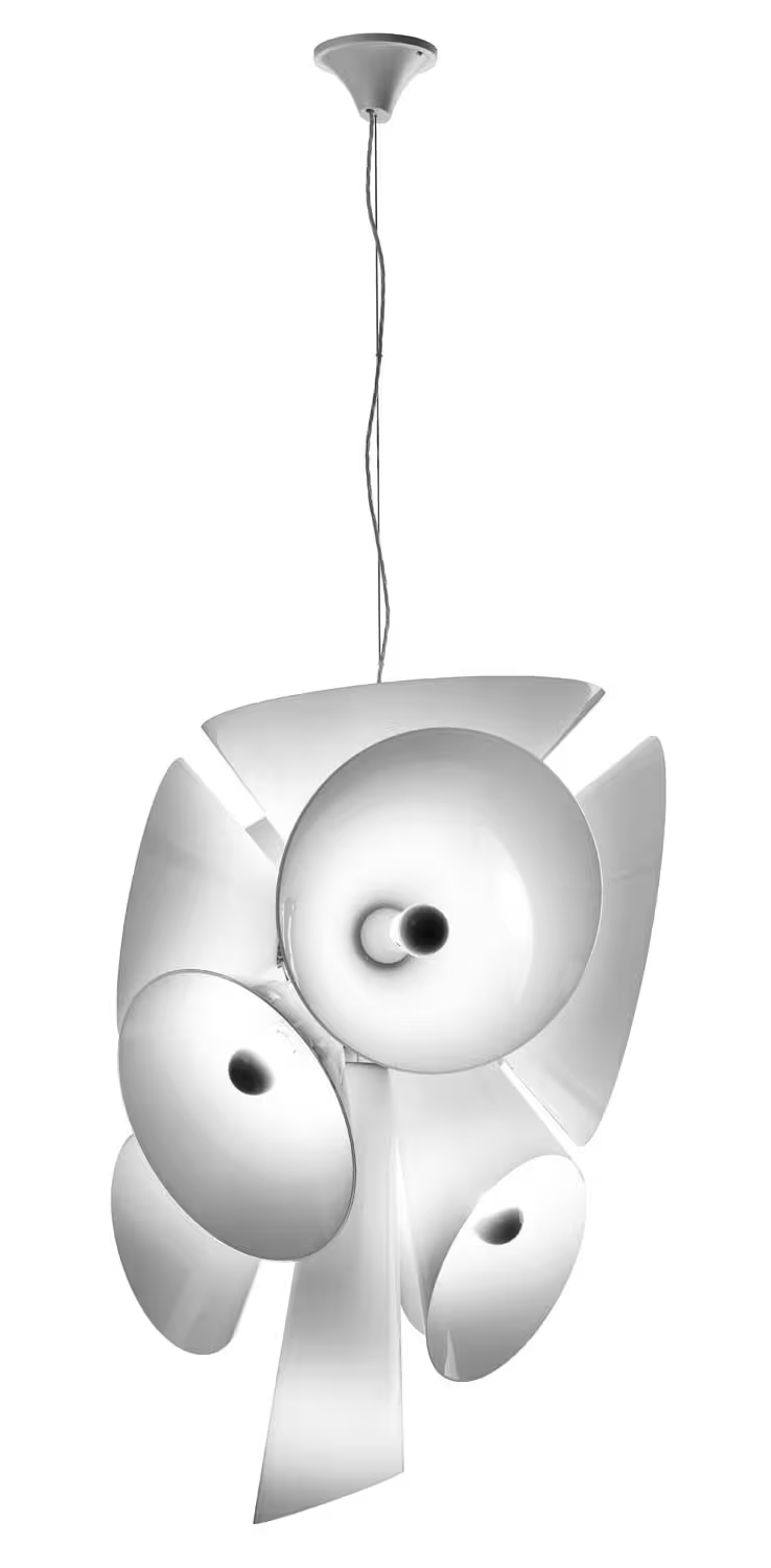 Nebula White Luminaire Pendant with Die-Cast Aluminium & Blown Glass Cones