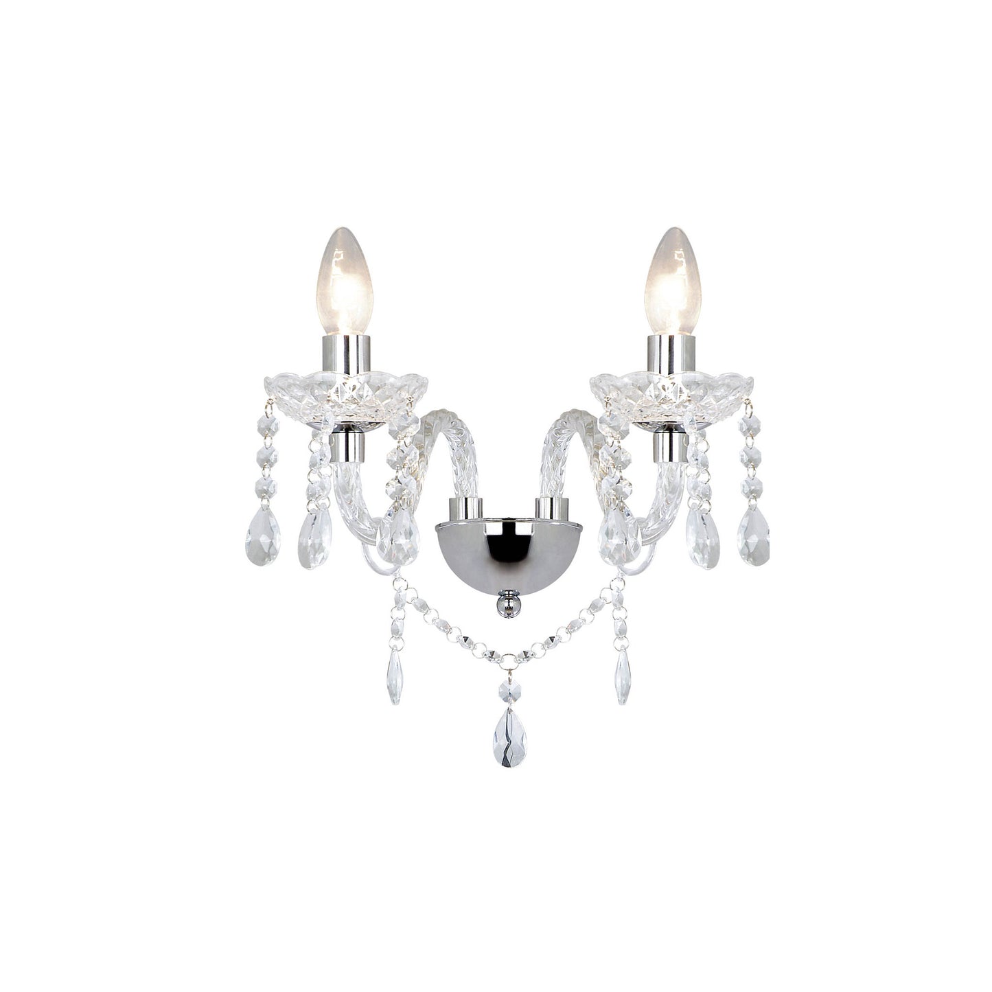 Katie Double Wall Bracket with Polished Chrome & Acrylic Glass
