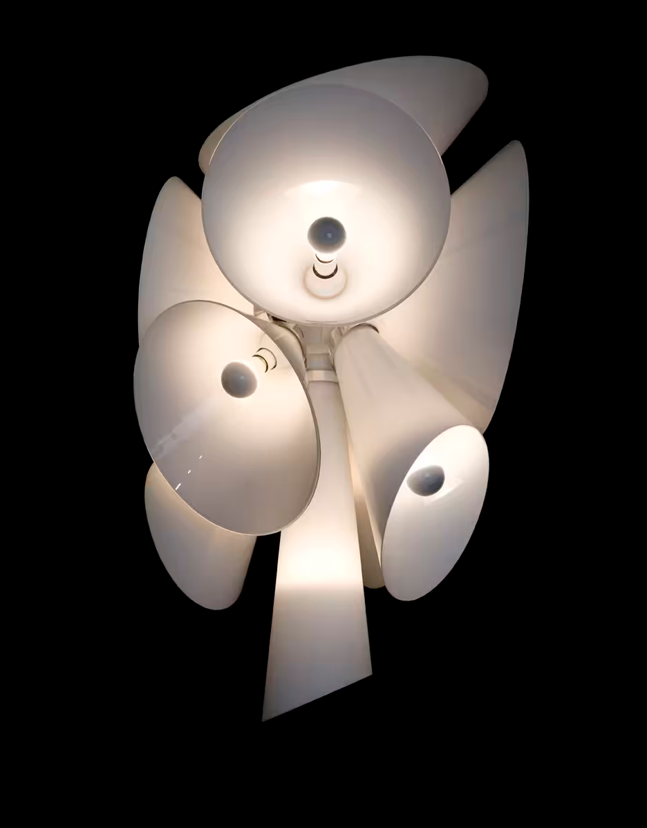 Nebula White Luminaire Pendant with Die-Cast Aluminium & Blown Glass Cones
