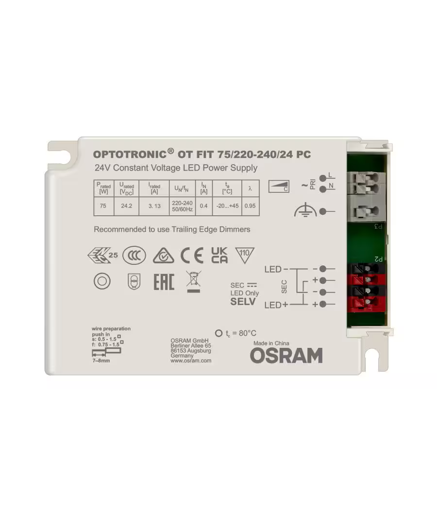 Phase Cut Dimmable, 75W 24V LED Driver