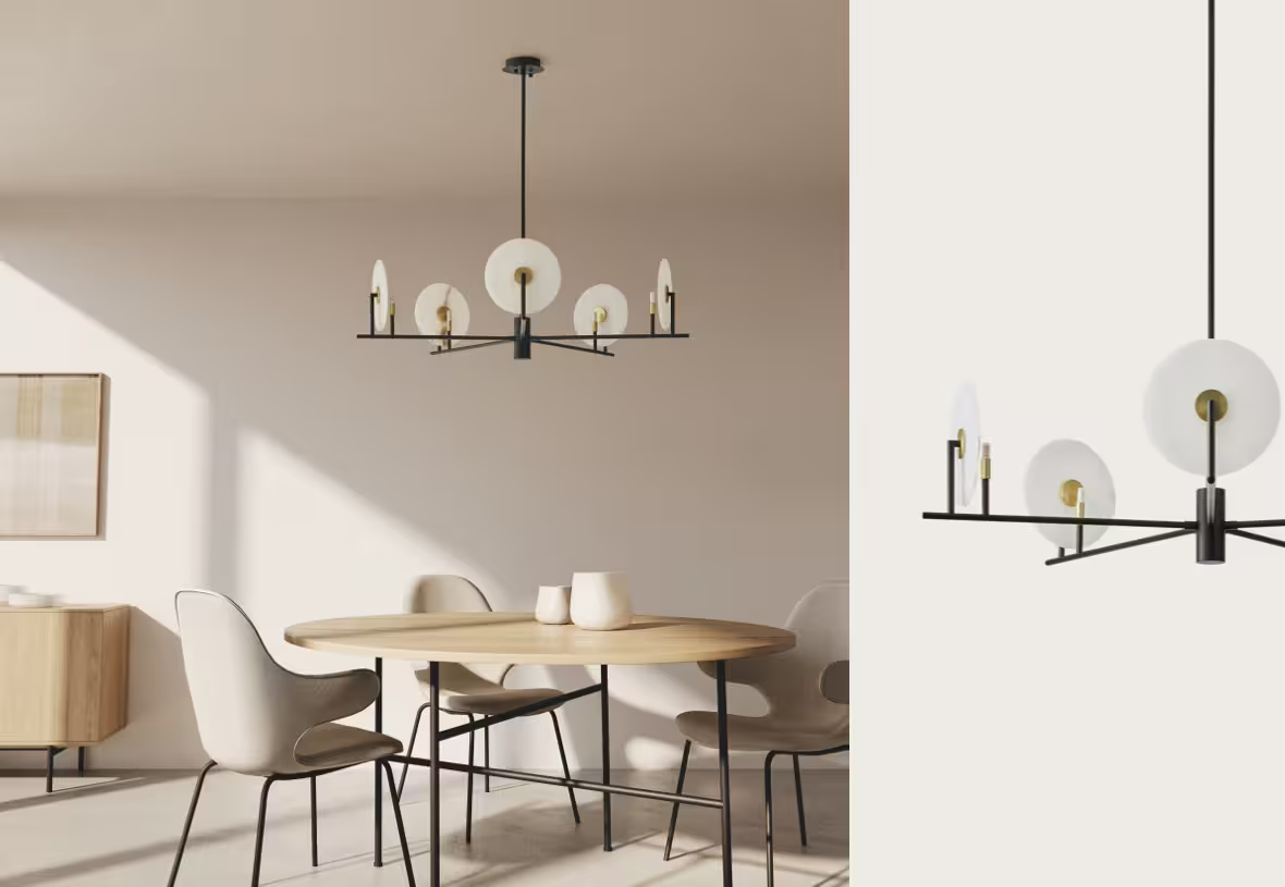 Erto 5-Light Chandelier Matt Black with Brass Details