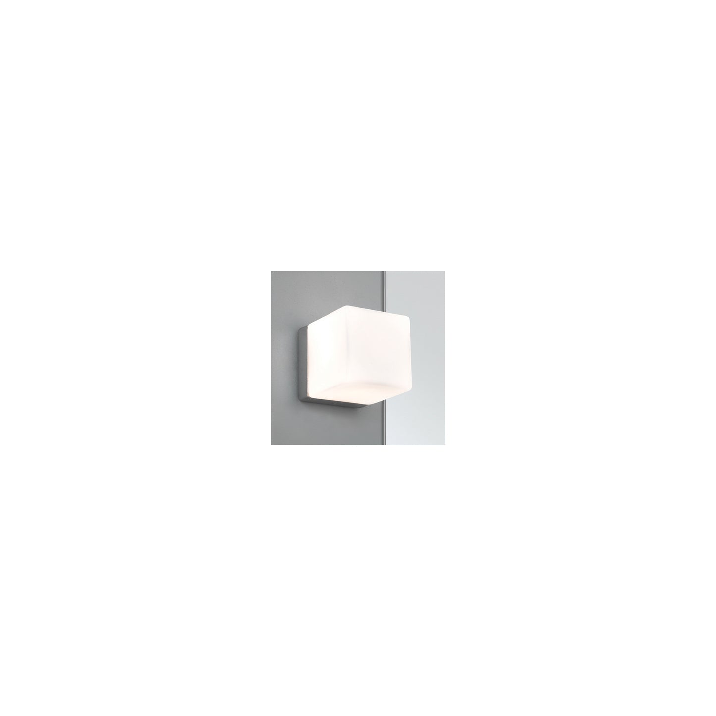 Cube Square Wall Light Polished Chrome with White Opal Glass