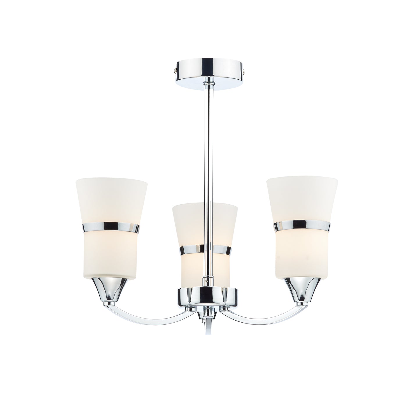 Dublin 3-Light Semi Flush Opal Glass&Polished Chrome Led