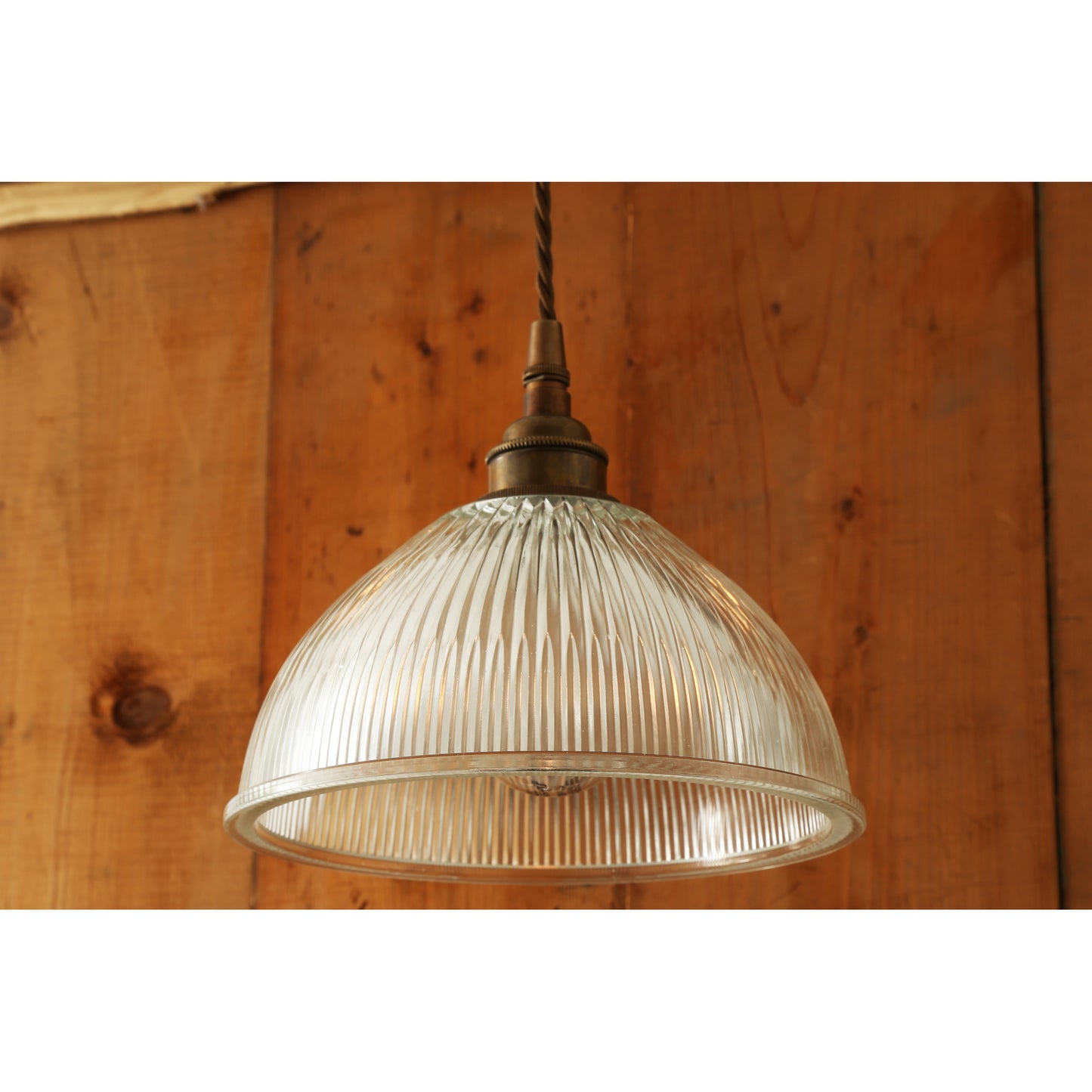 Boston Vintage Holophane Glass Pendant Light 20cm