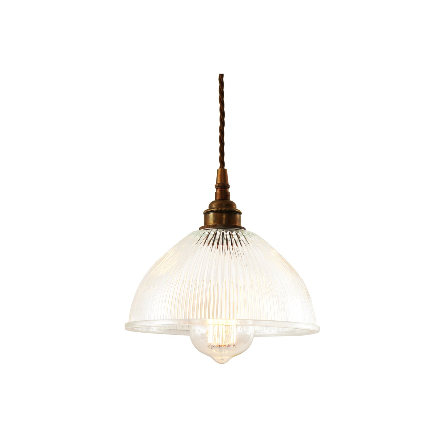 Boston Vintage Holophane Glass Pendant Light 20cm