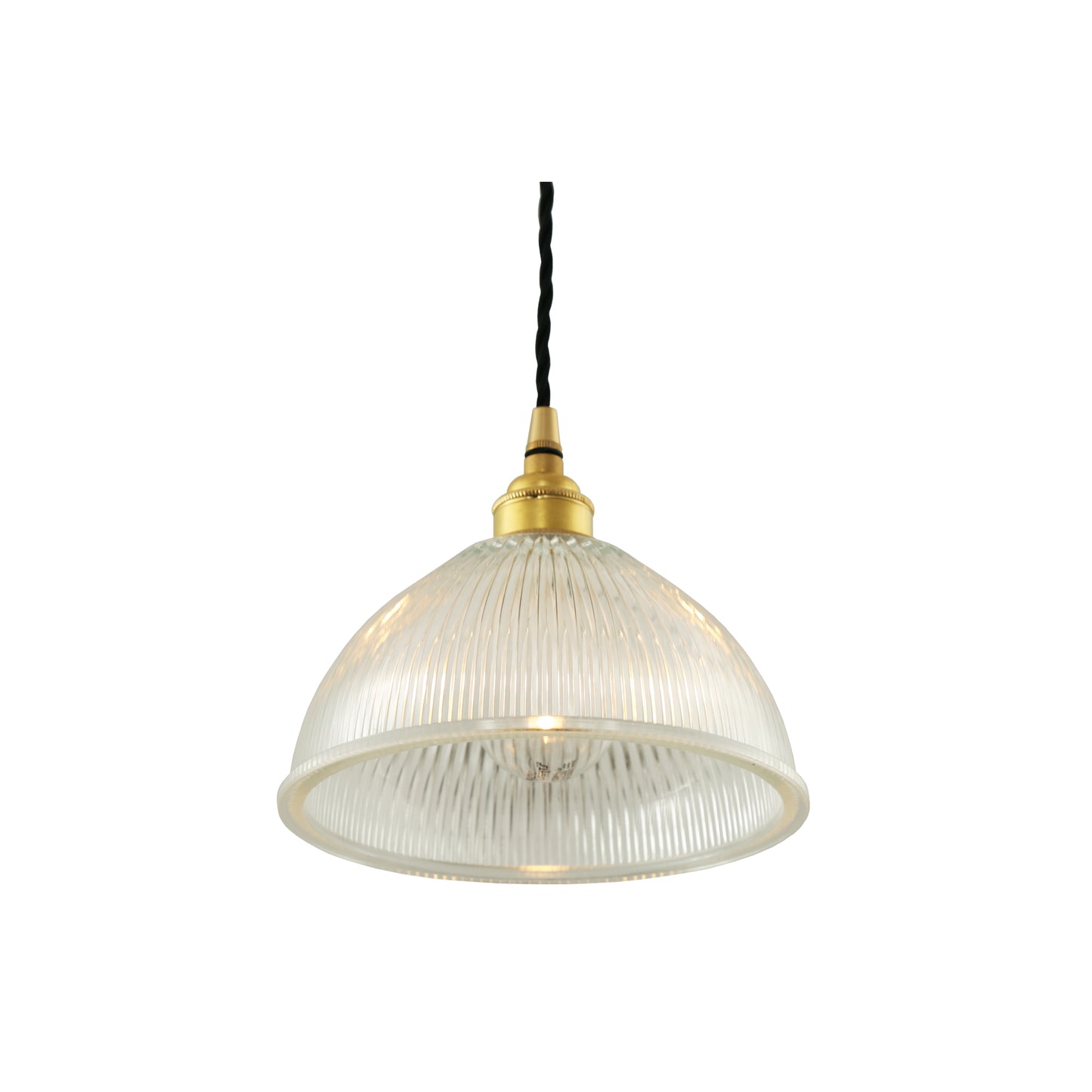 Boston Vintage Holophane Glass Pendant Light 20cm