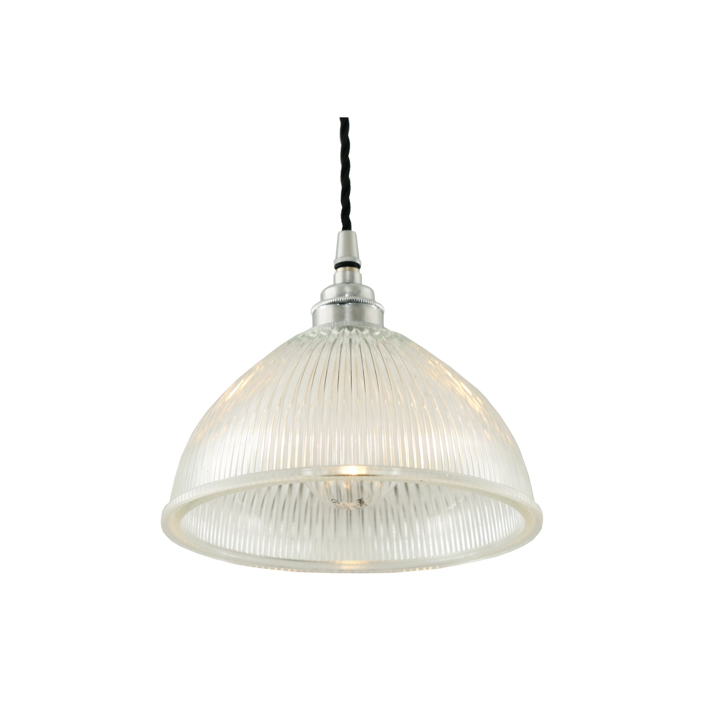 Boston Vintage Holophane Glass Pendant Light 20cm