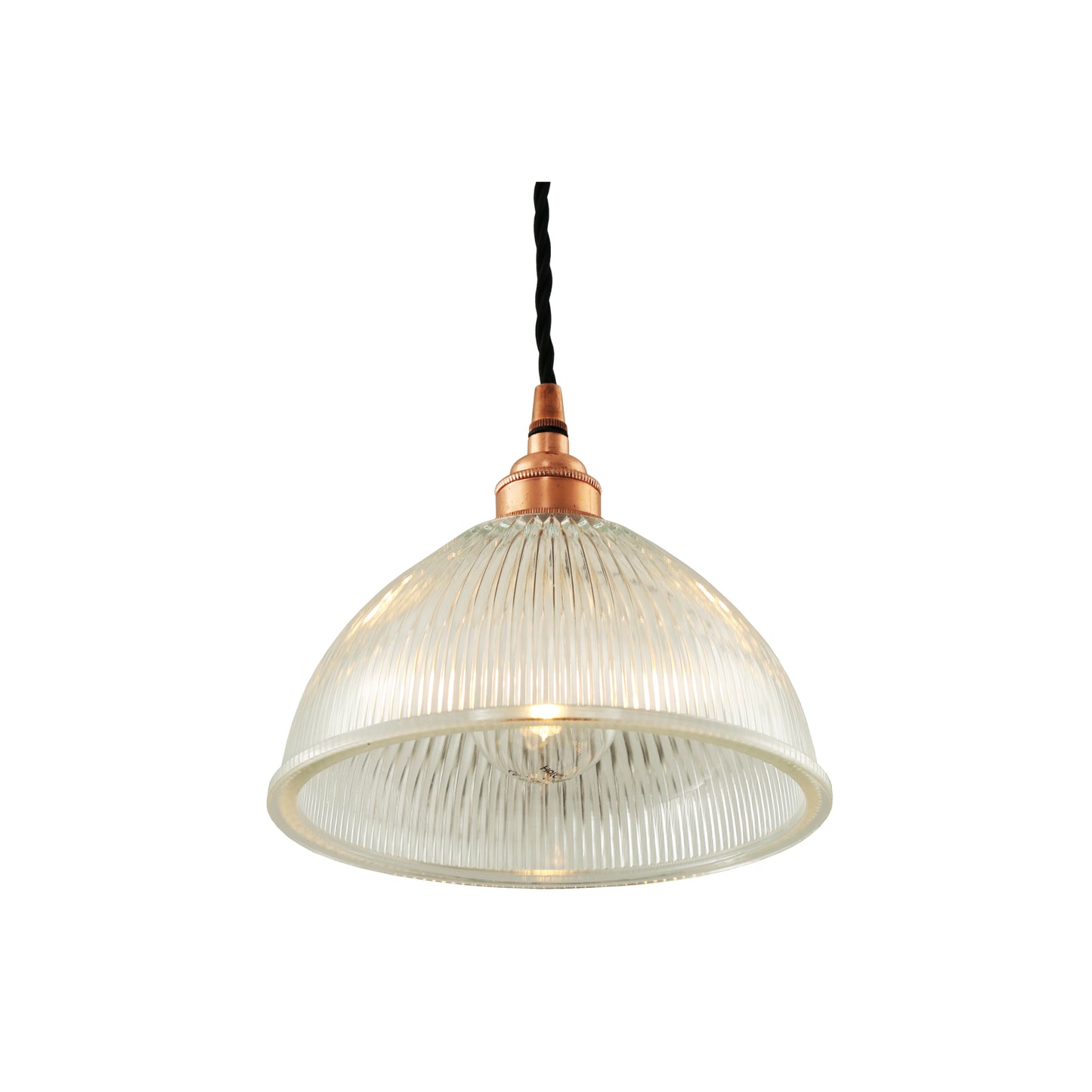 Boston Vintage Holophane Glass Pendant Light 20cm