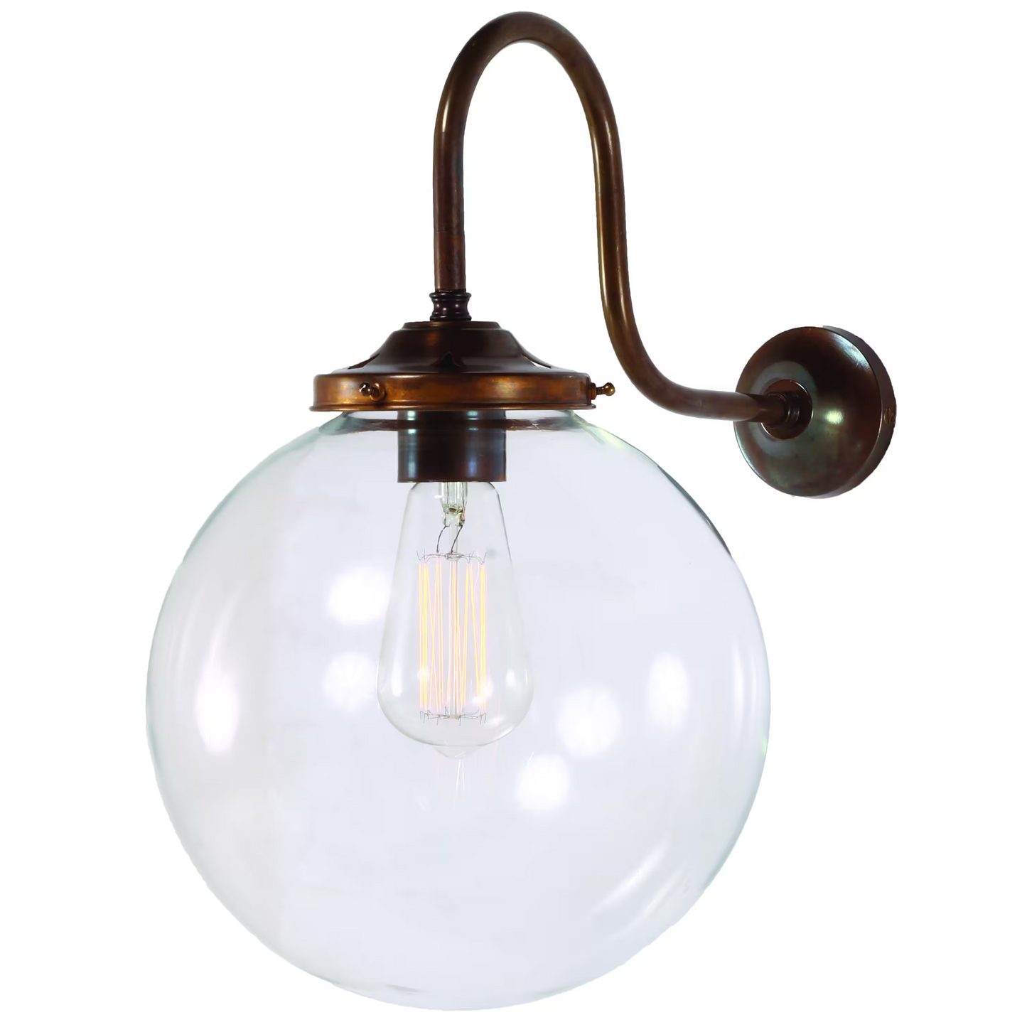 Riad Clear Globe Swan Neck Wall Light